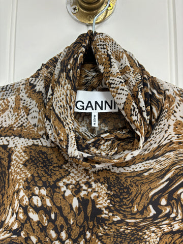 Ganni Mesh Snake Print Top